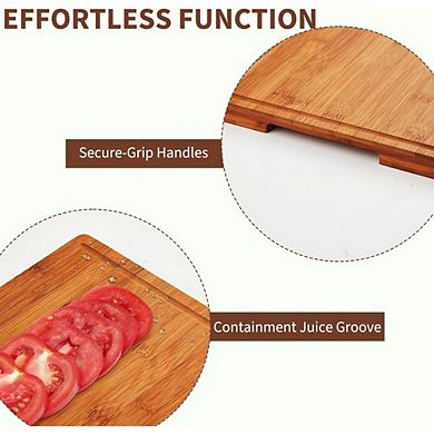 Large Cutting Board with Juice Groove and Handles Wood Cutting Board for Kitchen, 16" x 11"