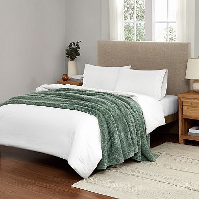 Brooklyn Loom Heathered Sherpa Bed Blanket