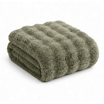 Brooklyn Loom Bubble Faux Fur Bed Blanket
