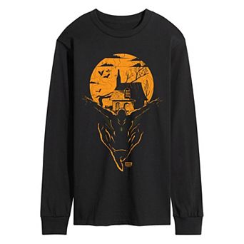 Men's Marvel Spider-Man Haunted House Silhouette Long Sleeve Graphic Tee