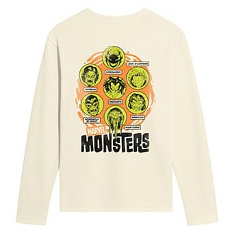 Men's Marvel Monsters Retro Halloween Long Sleeve Graphic Tee