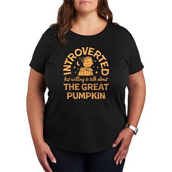 Plus Size Peanuts Introverted The Great Pumpkin Quote Graphic Tee