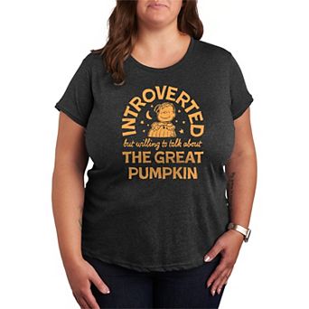 Plus Size Peanuts Introverted The Great Pumpkin Quote Graphic Tee