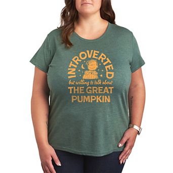 Plus Size Peanuts Introverted The Great Pumpkin Quote Graphic Tee