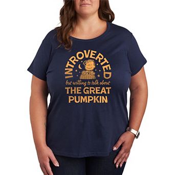 Plus Size Peanuts Introverted The Great Pumpkin Quote Graphic Tee
