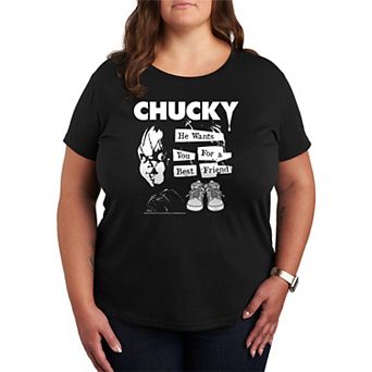 Plus Size Chucky He Wants You For a Best Friend Graphic Tee