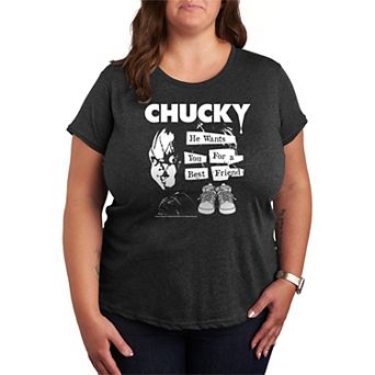 Plus Size Chucky He Wants You For a Best Friend Graphic Tee