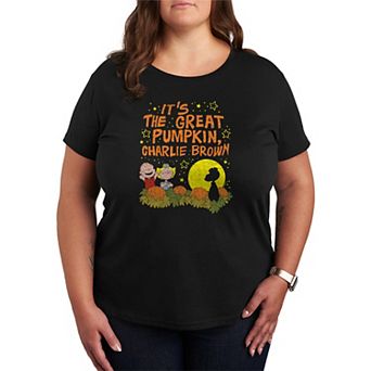 Plus Size Peanuts It's The Great Pumpkin, Charlie Brown Distressed Graphic Tee