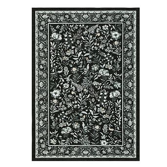 Fashionwu Vintage Floral Pattern Rug Retro Washable Non Slip Floor Mat for Living Room Bedroom