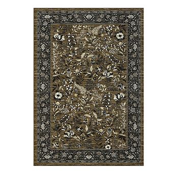 Fashionwu Vintage Floral Pattern Rug Retro Washable Non Slip Floor Mat for Living Room Bedroom