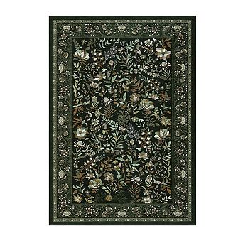 Fashionwu Vintage Floral Pattern Rug Retro Washable Non Slip Floor Mat for Living Room Bedroom