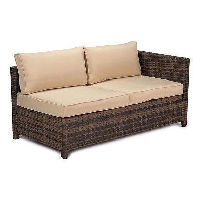 3-Piece Outdoor Patio Wicker Conversation Set with Chaise, Loveseat & Coffee Table