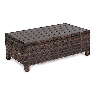 3-Piece Outdoor Patio Wicker Conversation Set with Chaise, Loveseat & Coffee Table