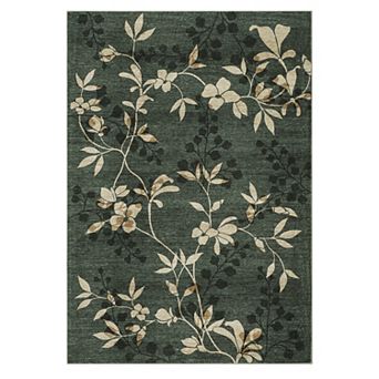 Fashionwu Vintage Floral Low Pile Rug Washable Non Slip Floor Mat for Living Room Bedroom