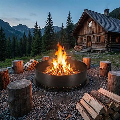 Smokeless Fire Pit Ring, Carbon Steel Wood Burning Fire Ring with Vent Holes, DIY Liner for Backyard