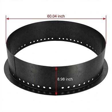 Smokeless Fire Pit Ring, Carbon Steel Wood Burning Fire Ring with Vent Holes, DIY Liner for Backyard
