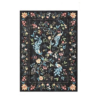 Fashionwu Floral Peacock Soft Rug Modern Floor Carpet for Living Room Washable Non Slip Mat
