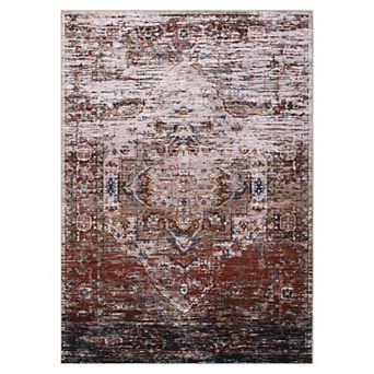 Washable Area Rug,Boho Farmhouse Vintage Ombre Door Mat,Non Slip Low Pile Accent Rug