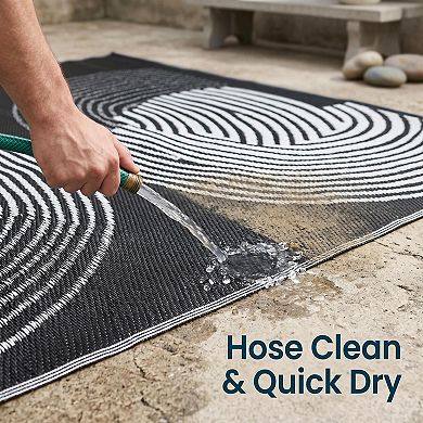Plastic Straw Outdoor Mat, Polypropylene Patio Mat Geometric Reversible Portable Deck & RV Rug