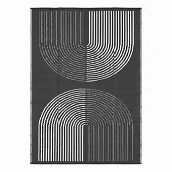 Plastic Straw Outdoor Mat, Polypropylene Patio Mat Geometric Reversible Portable Deck & RV Rug