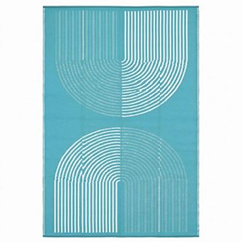 Plastic Straw Outdoor Mat, Polypropylene Patio Mat Geometric Reversible Portable Deck & RV Rug