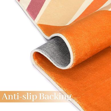 Rainbow Sun Area Rug, Washable Non Slip Cute Sun Print Rug for Kids Room