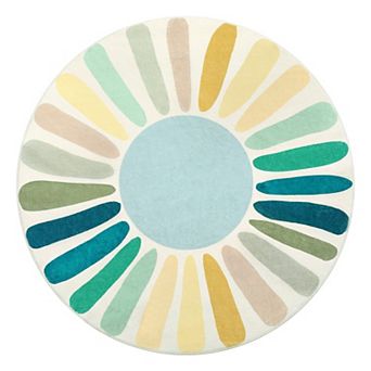 Rainbow Sun Area Rug, Washable Non Slip Cute Sun Print Rug for Kids Room