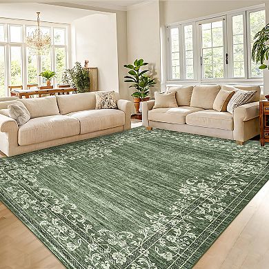Scalloped Runner Rug for Hallway Non-Slip Modern Carpet Runner, Stain-Resistant
