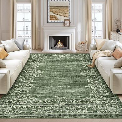 Scalloped Runner Rug for Hallway Non-Slip Modern Carpet Runner, Stain-Resistant