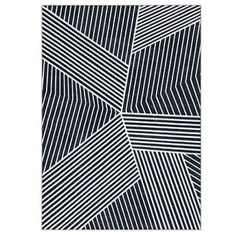 Fashionwu Modern Striped Rug Washable Non Slip Carpet Indoor Soft Thin Mat for Living Room
