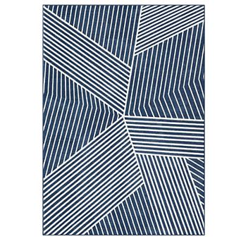 Fashionwu Modern Striped Rug Washable Non Slip Carpet Indoor Soft Thin Mat for Living Room