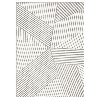 Fashionwu Modern Striped Rug Washable Non Slip Carpet Indoor Soft Thin Mat for Living Room