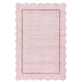 Fashionwu Scalloped Solid Rug for Living Room Washable Non Slip Carpet Indoor Soft Thin Mat
