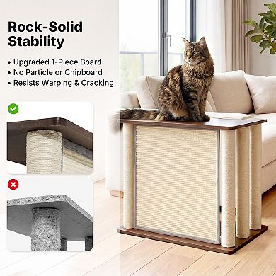 2-in-1 Couch Protector End Table Cat Scratcher with Sisal Pad Posts