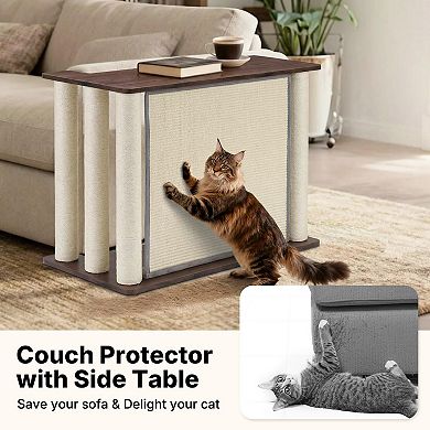 2-in-1 Couch Protector End Table Cat Scratcher with Sisal Pad Posts