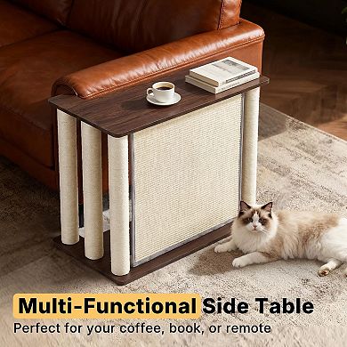 2-in-1 Couch Protector End Table Cat Scratcher with Sisal Pad Posts