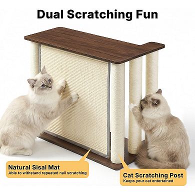 2-in-1 Couch Protector End Table Cat Scratcher with Sisal Pad Posts