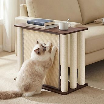 2-in-1 Couch Protector End Table Cat Scratcher with Sisal Pad Posts