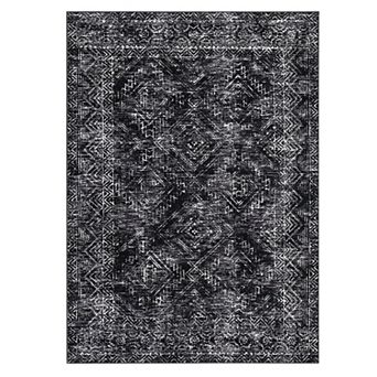 Washable Modern Area Rug Distressed Solid Area Rug for Living Room Low Pile Soft Bedroom