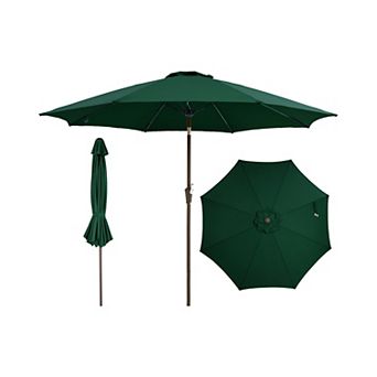 Outdoor Patio Umbrella with Push Button Tilt and Crank, 8 Sturdy Ribs, UV Protection Waterproof