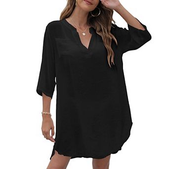 Women's Swimsuit Cover Up V Neck Beach Cover Up Dress Loose Bikini Cover Up for Beachwear