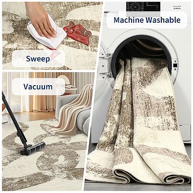 Machine Washable Modern Abstract Snake Pattern Rug Non Slip Rug Stain Resistant Carpet