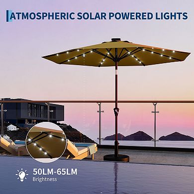 Patio Umbrella with Solar Lights Tilt and Crank Outdoor Table Umbrella UV Protection