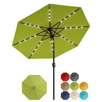 Patio Umbrella with Solar Lights Tilt and Crank Outdoor Table Umbrella UV Protection