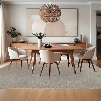 Solid Textured Rug, Non-Slip Low Pile Neutral Modern Woven Pet-Friendly Farmhouse Rug