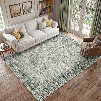 Washable Area Rug for Living Room, Soft Velvet Carpet with Non-Slip Backing
