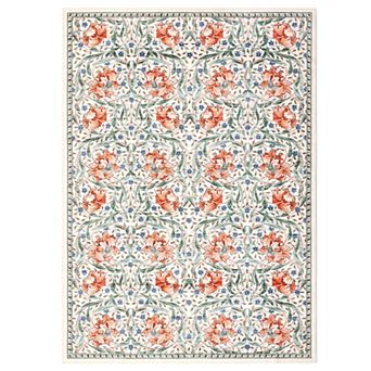 Fashionwu Elegant Floral Lattice Area Rug Washable Low Pile Carpet for Apartment Living Room Decor
