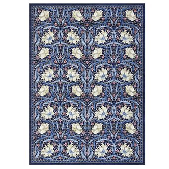 Fashionwu Elegant Floral Lattice Area Rug Washable Low Pile Carpet for Apartment Living Room Decor