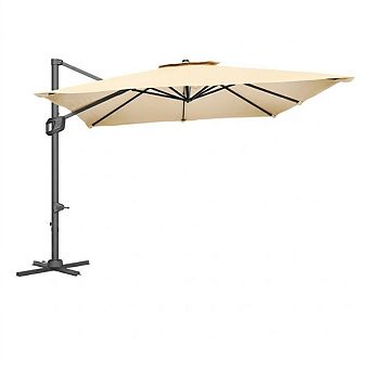 10x10FT Square Patio Umbrella, Aluminum Frame,Windproof Offset Sunshade with Iron Base