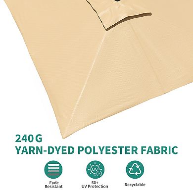 10x10FT Square Patio Umbrella, Aluminum Frame,Windproof Offset Sunshade with Iron Base